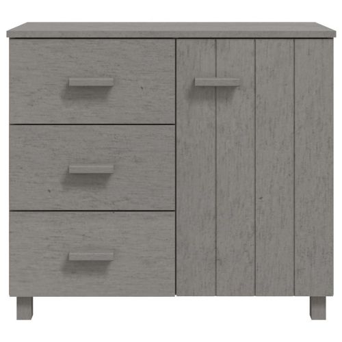 Сайдборд HAMAR светлосив 90x40x80 см борово дърво масив