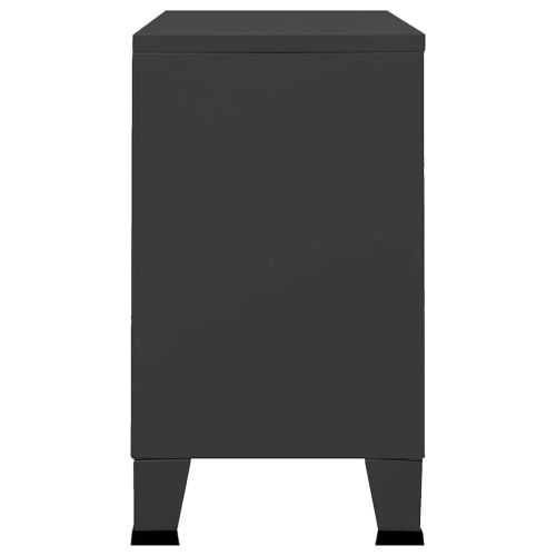Индустриален бюфет черен 105x35x62 см метал и стъкло
