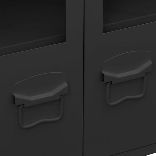 Индустриален бюфет черен 105x35x62 см метал и стъкло