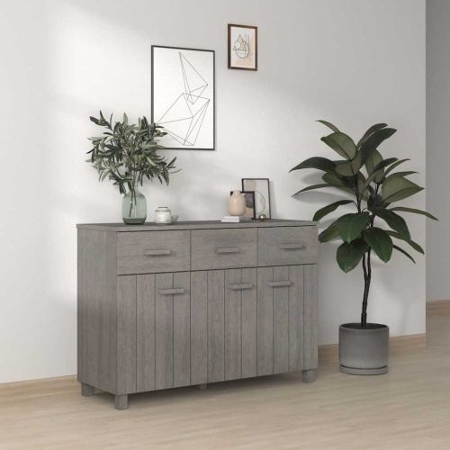 Сайдборд HAMAR, светлосив, 113x40x80 см, борово дърво масив