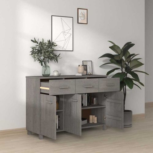 Сайдборд HAMAR, светлосив, 113x40x80 см, борово дърво масив