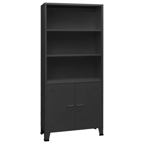 Индустриална етажерка за книги, антрацит, 80x32x180 см, стомана