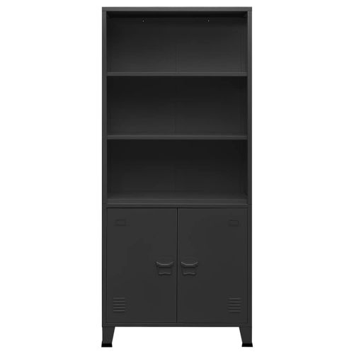 Индустриална етажерка за книги, антрацит, 80x32x180 см, стомана