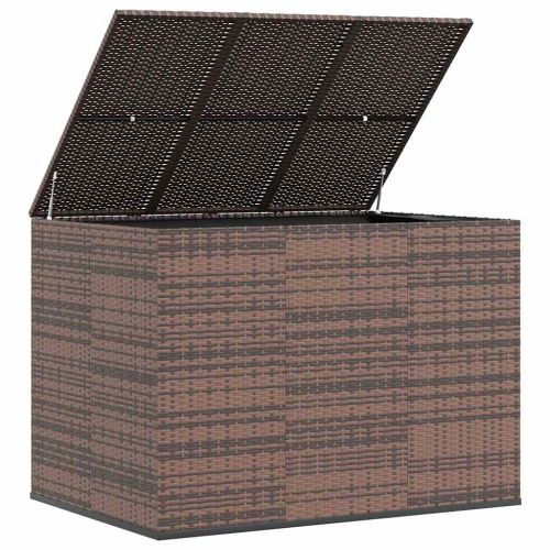 Кутия за градински възглавници PE ратан 145x100x103 см кафява