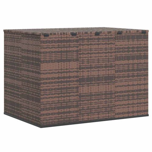Кутия за градински възглавници PE ратан 145x100x103 см кафява