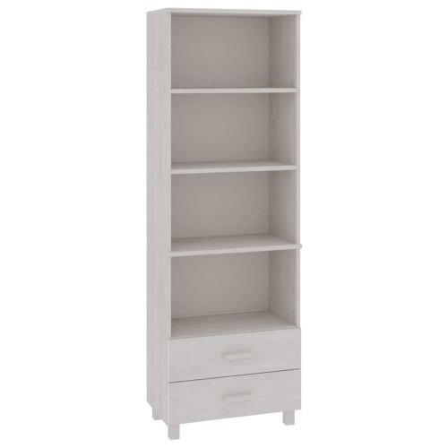 Висок шкаф HAMAR, бял, 60x35x180 см, борово дърво масив