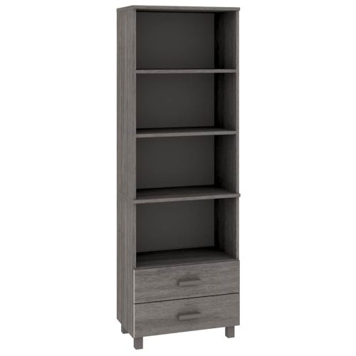 Висок шкаф HAMAR, светлосив, 60x35x180 см, борово дърво масив