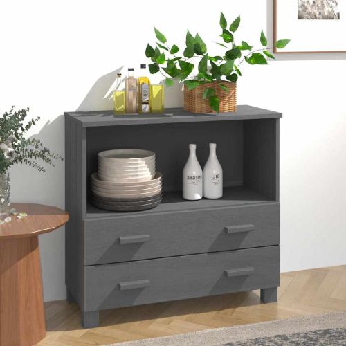 Сайдборд HAMAR, тъмносив, 85x35x80 см, борово дърво масив