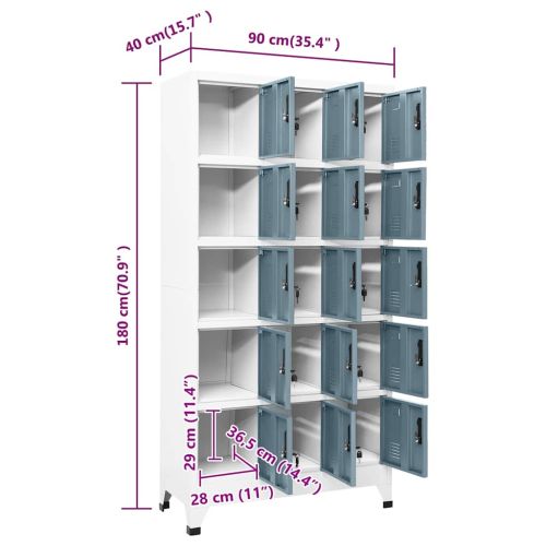 Заключващ се шкаф светлосиво и тъмносиво 90x40x180 см стомана