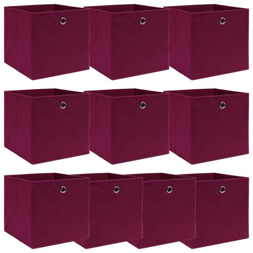 Кутии за съхранение 10 бр тъмночервени 32x32x32 см плат
