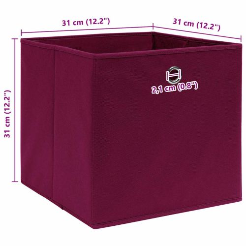 Кутии за съхранение 10 бр тъмночервени 32x32x32 см плат