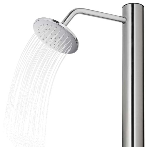 Градински душ със сива основа, 220 см, неръждаема стомана