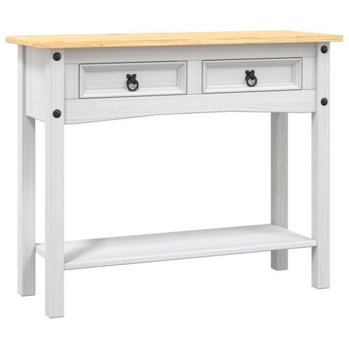 Конзолна маса мексикански бор стил Корона бяла 90x34,5x73 cм