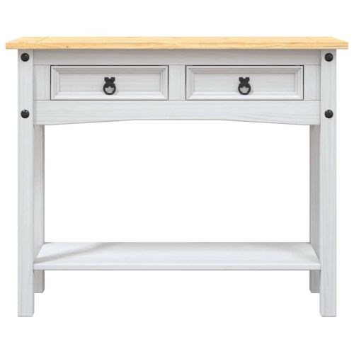 Конзолна маса мексикански бор стил Корона бяла 90x34,5x73 cм