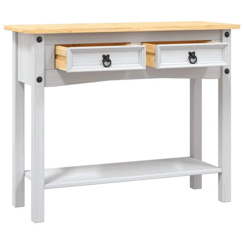 Конзолна маса мексикански бор стил Корона бяла 90x34,5x73 cм