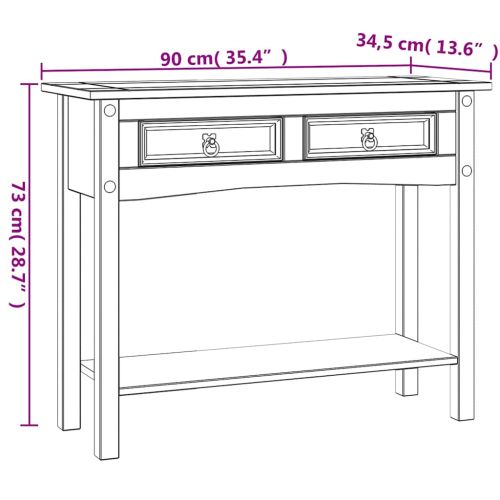 Конзолна маса мексикански бор стил Корона бяла 90x34,5x73 cм