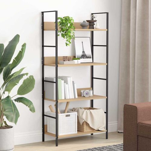Библиотека с 4 рафта, дъб, 60x27,6x124,5 см, инженерно дърво