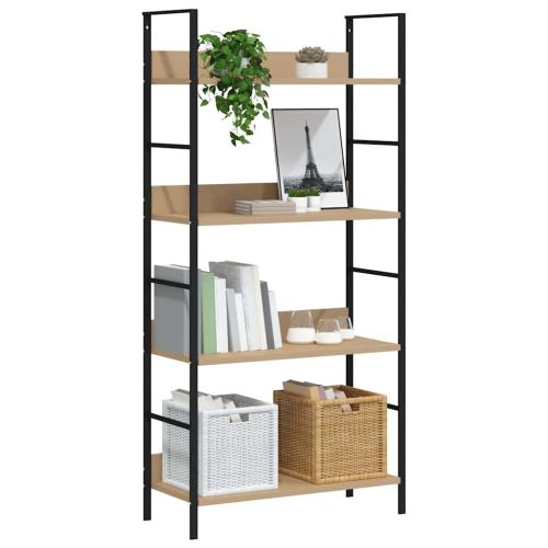Библиотека с 4 рафта, дъб, 60x27,6x124,5 см, инженерно дърво