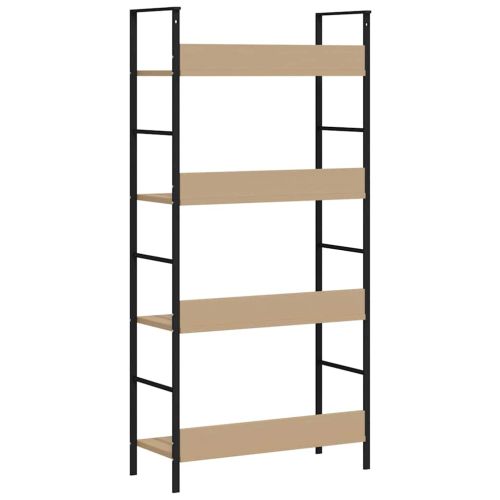 Библиотека с 4 рафта, дъб, 60x27,6x124,5 см, инженерно дърво