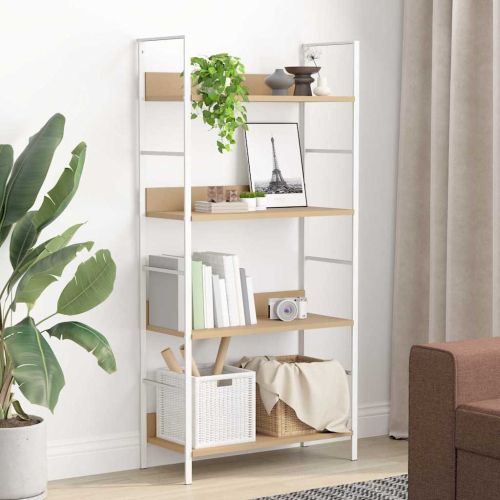 Библиотека с 4 рафта, дъб, 60x27,6x124,5 см, инженерно дърво