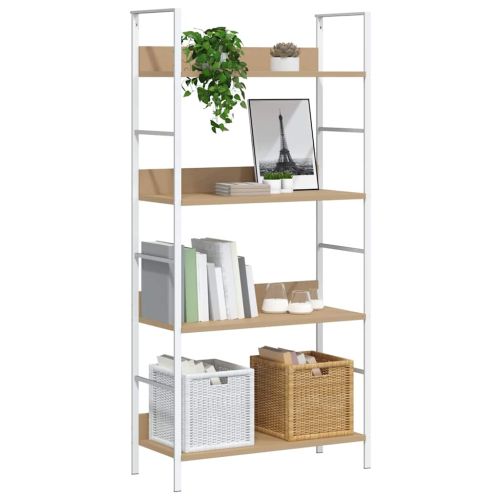 Библиотека с 4 рафта, дъб, 60x27,6x124,5 см, инженерно дърво