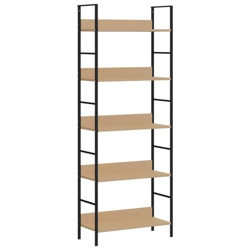 Библиотека с 5 рафта, дъб, 60x27,6x158,5 см, инженерно дърво