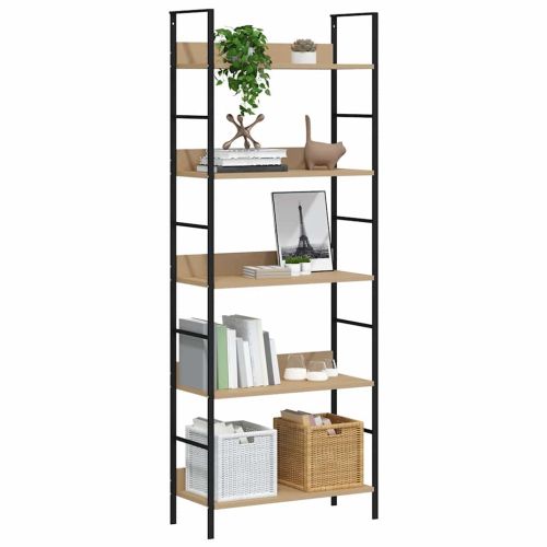 Библиотека с 5 рафта, дъб, 60x27,6x158,5 см, инженерно дърво