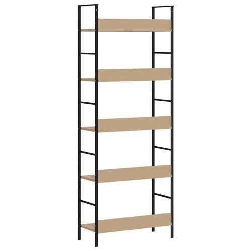 Библиотека с 5 рафта, дъб, 60x27,6x158,5 см, инженерно дърво