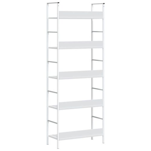 Библиотека с 5 рафта, бяла, 60x27,6x158,5 см, инженерно дърво