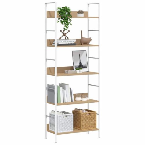 Библиотека с 5 рафта, дъб, 60x27,6x158,5 см, инженерно дърво