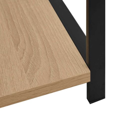 Малка библиотека черно и дъб 33,5x39,6x79,7 см инженерно дърво