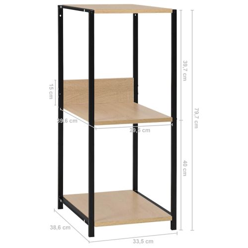 Малка библиотека черно и дъб 33,5x39,6x79,7 см инженерно дърво