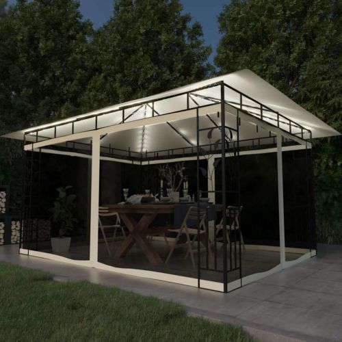Шатра с комарник и LED стринг, 4x3x2,73 м, 180 г/м², кремава