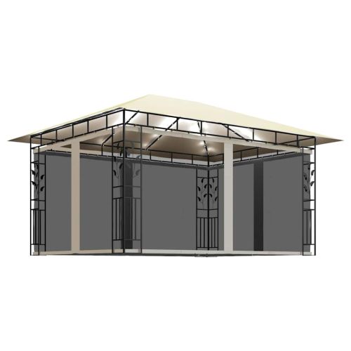 Шатра с комарник и LED стринг, 4x3x2,73 м, 180 г/м², кремава