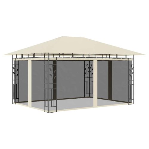 Шатра с комарник и LED стринг, 4x3x2,73 м, 180 г/м², кремава
