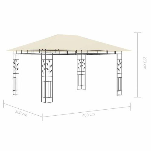 Шатра с комарник и LED стринг, 4x3x2,73 м, 180 г/м², кремава