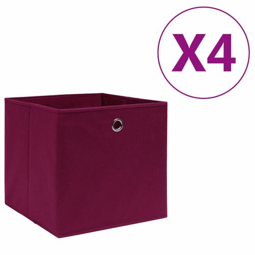 Кутии за съхранение 4 бр нетъкан плат 28x28x28 см тъмночервени