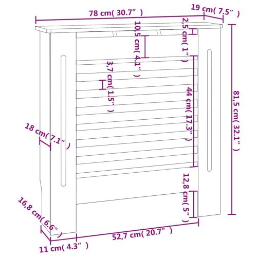 МДФ параван за радиатор, сив, 78 см