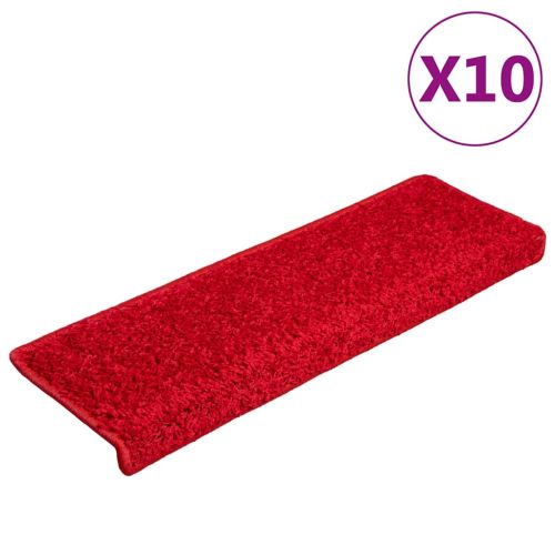 Изтривалки за стълби, 10 бр., 65x21x4 см, червени, правоъгълни, кант