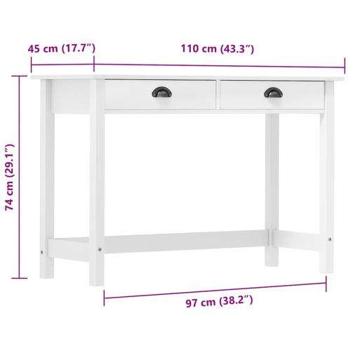 Конзолна маса Hill с 2 чекмеджета 110x45x74 см бор масив