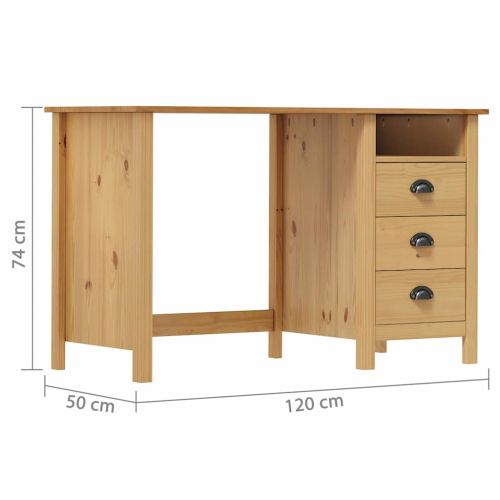 Бюро Hill с 3 чекмеджета 120x50x74 см бор масив