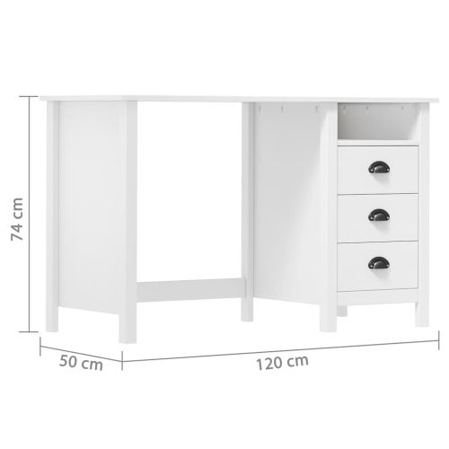 Бюро Hill с 3 чекмеджета 120x50x74 см бор масив