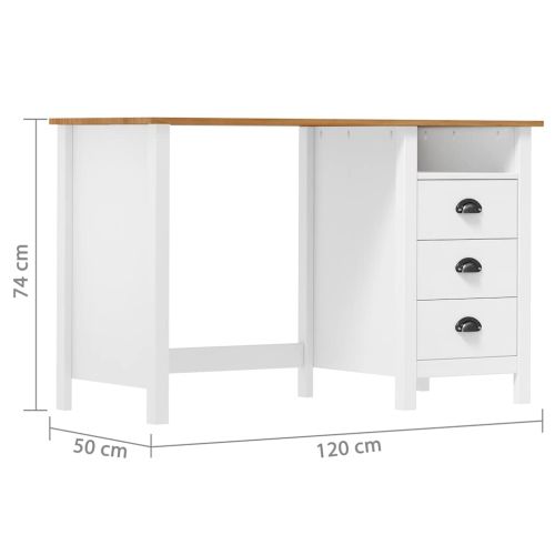 Бюро Hill с 3 чекмеджета 120x50x74 см бор масив