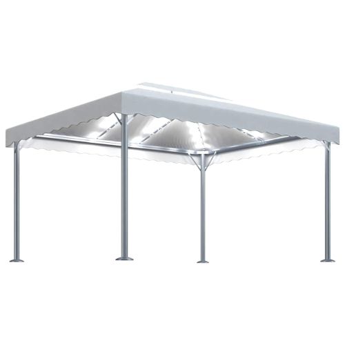 Шатра с LED светещи стрингове, 400x300 см, кремава, алуминий