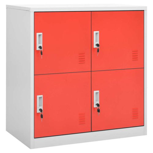 Заключващи шкафове 5 бр светлосиво/червено 90x45x92,5см стомана