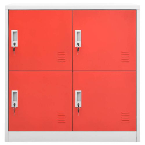 Заключващи шкафове 5 бр светлосиво/червено 90x45x92,5см стомана