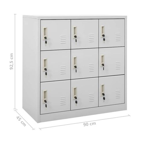 Заключващи се шкафове, 2 бр, светлосиви, 90x45x92,5 см, стомана
