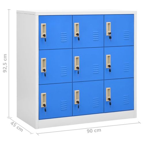 Заключващи шкафове 2 бр светлосиво/синьо 90x45x92,5 см стомана