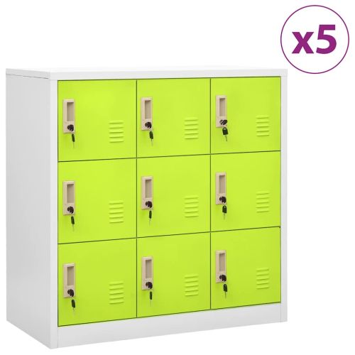 Заключващи шкафове 5 бр светлосиво/зелено 90x45x92,5 см стомана