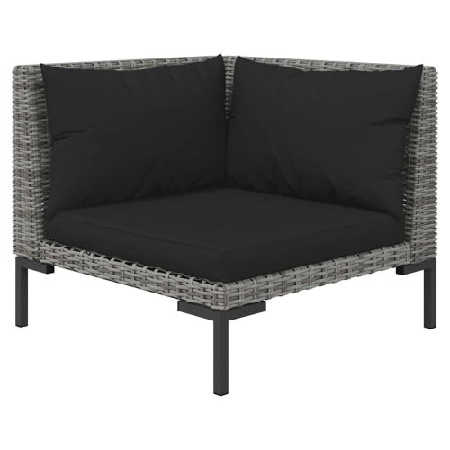 Градински дивани с възглавници, 2 бр, полукръгъл полиратан